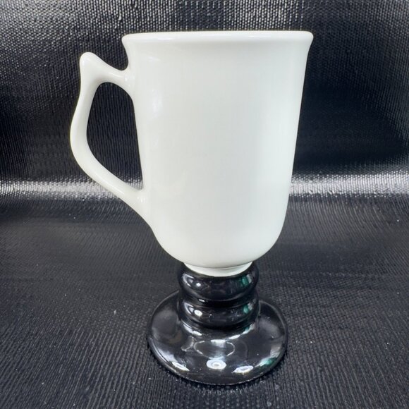 Vintage Hall China 1273 Pedestal Mugs White Black Set Of 2 MCM USA Pottery Mugs - Picture 16 of 16